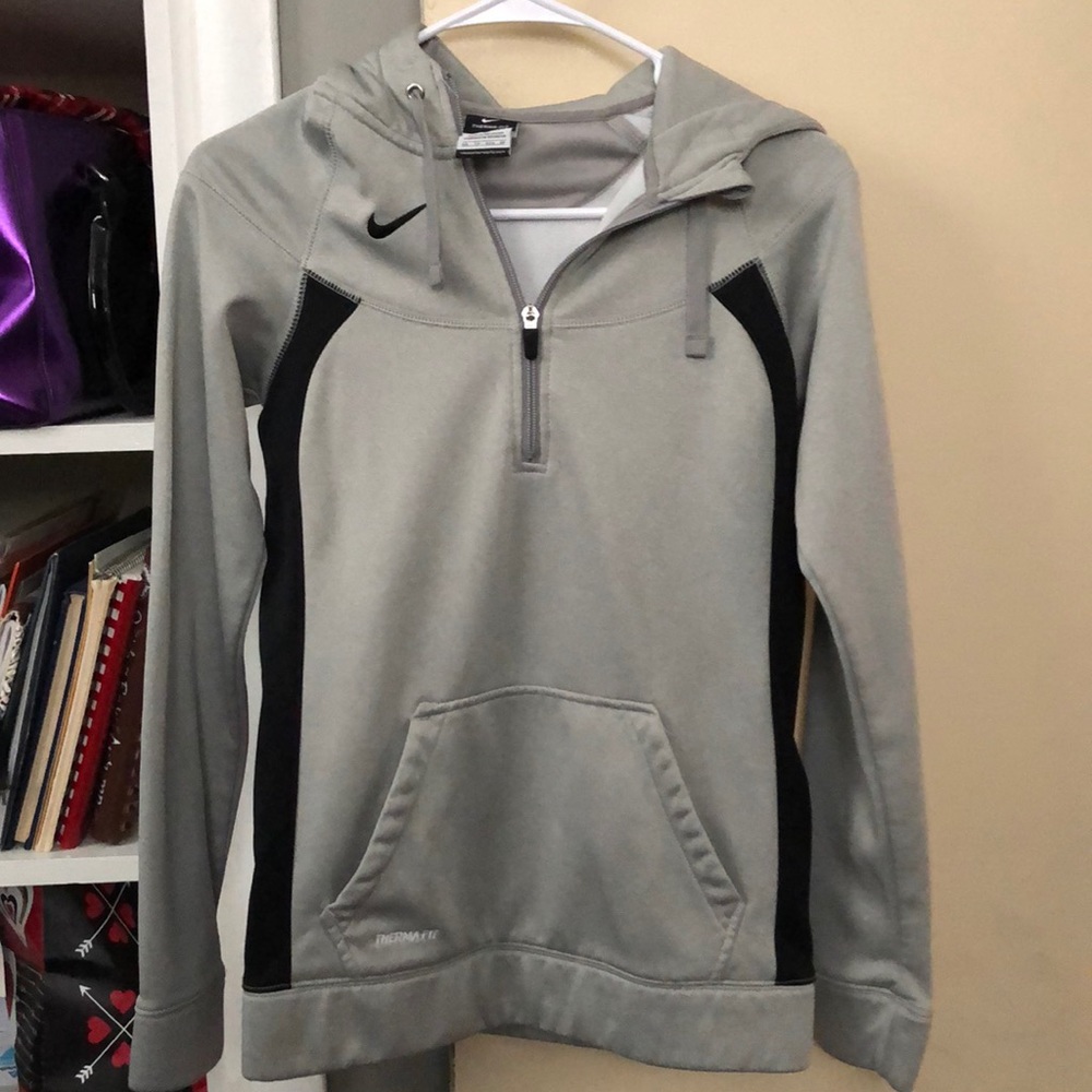 Grey and black therma-fit Nike quarter zip